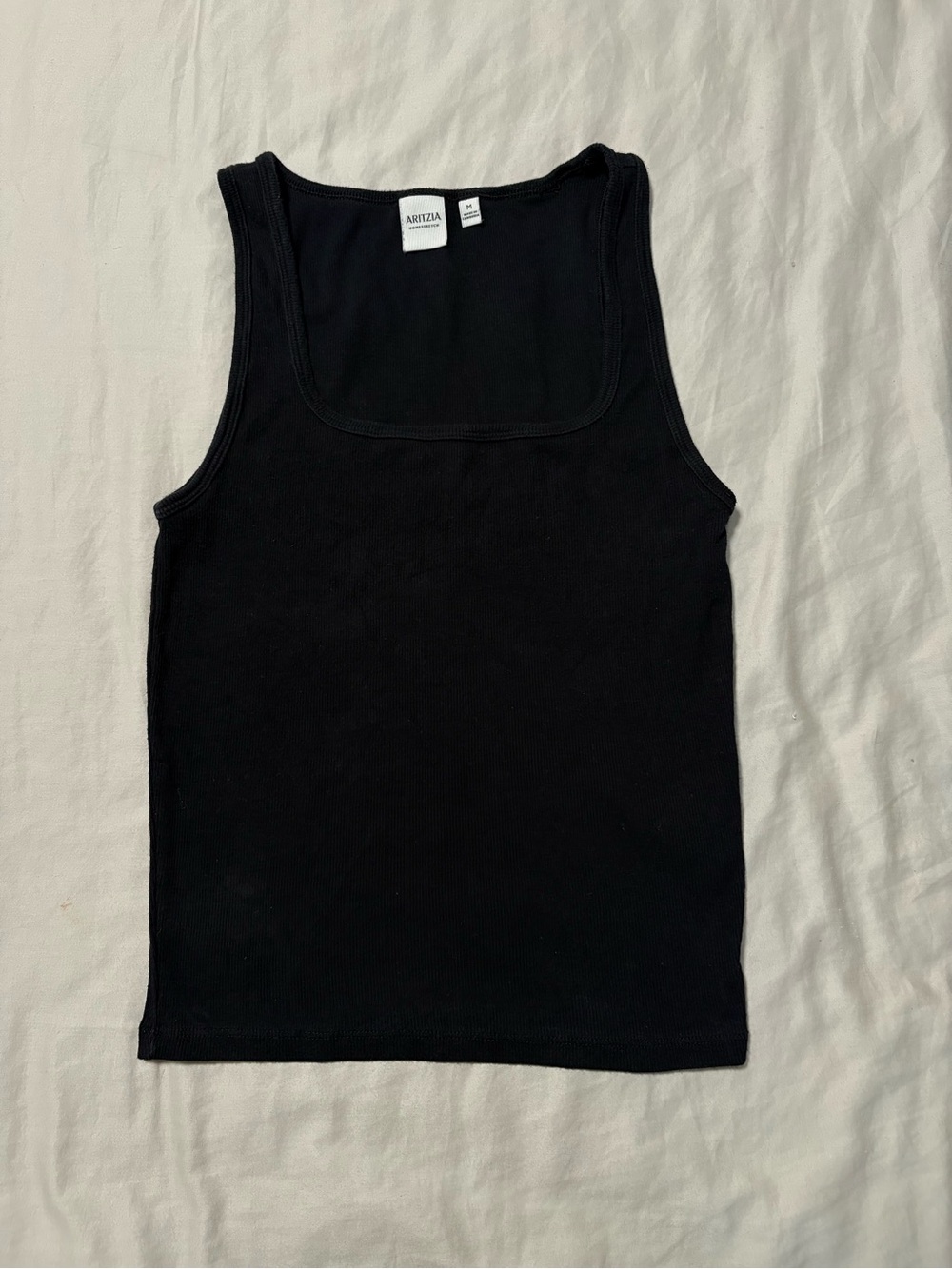 Aritzia Black Ribbed Square-Neck Tank